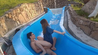 My silly stepsister gets stuck on the pool slip and I take the opportunity to fuck her wildly.