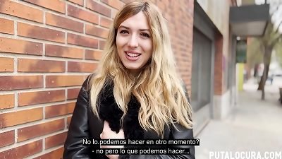 ultra-cute light-haired is seduced in the street with money to have orgy