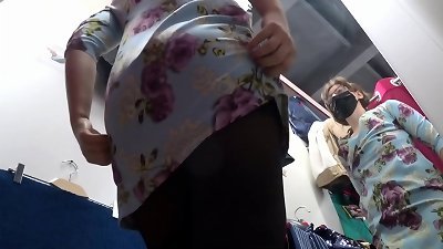 A hidden camera in a fitting donks spies on a dame with a uber-sexy booty and super-sexy legs in pantyhose. Then a voyeur pummeled under her skirt in a public store. fledgling sole fetish.